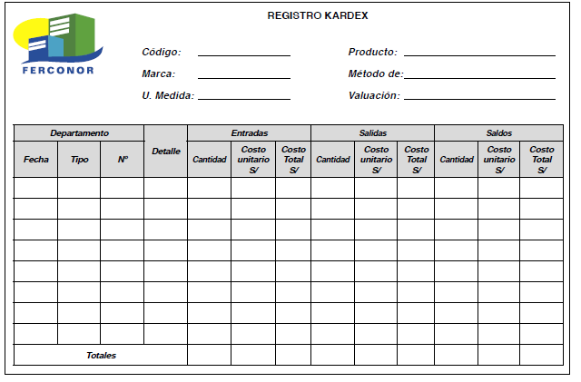 FIGURA 9.  Formato de registro Kardex
